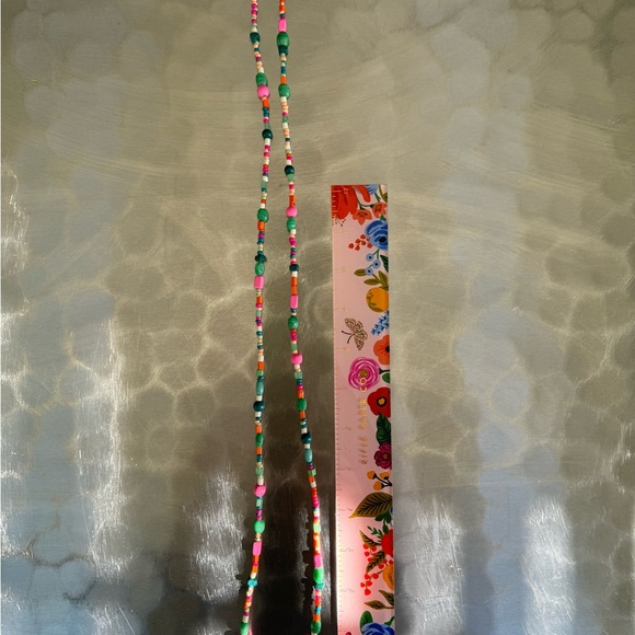 Ink & Alloy Lucy Multi Mix Long Beaded Necklace Pink and Green - Picture 2 of 3